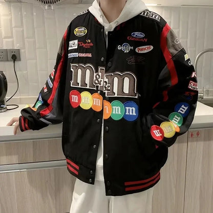 Embroidery M&M Letter Harajuku Jacket